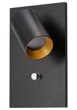 NorDesign Leselamper|Vegglamper Med Usb<Oz K1 vegglampe m/USB - Svart/Gullfarget