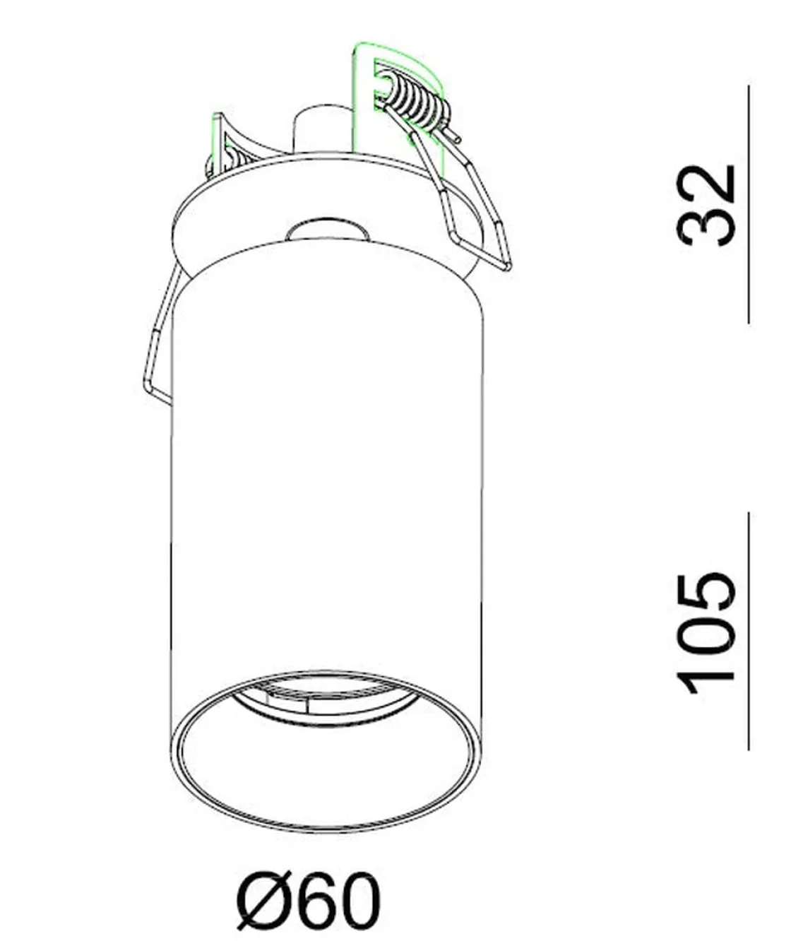 NorDesign Kjøkkenbelysning Tak|Spotter & Skinner<Oz Recessed downlight spot - Svart/Messing
