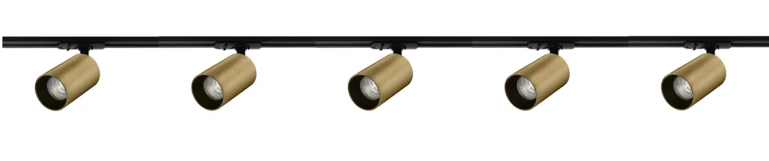 NorDesign Kjøkkenbelysning Tak|Vox Spotskinner<Oz spotskinne 5 spotter 2 meter - Svart/Messing