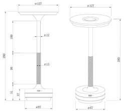NorDesign Oppladbare Bordlamper<Pamir bordlampe 3W IP20 - Oppladbar