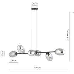 Emibig Kjøkkenbelysning Tak|Takpendler<Pandora takpendel 6-lys - Svart/Røykfarget