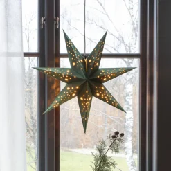 Konstsmide Adventsstjerner<Pappstjerne 60 cm - Grønn fløyel/Gull innside