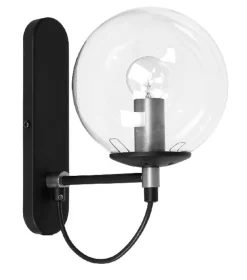 Hallbergs Interiørlamper<Perla vegglampe - Svart/Klar/Sølvfarget