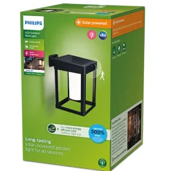 Philips Solcellebelysning|Utelamper - Klassiske Vegglamper<Camill vegglampe 1,4W 3000 Kelvin IP44 solcelledrevet med dag/natt og bevegelse sensor