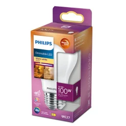 Philips Led-Pærer E27 Sokkel<E27 10W 2200-2700 Kelvin warmglow RA90 dimbar - 60 mm