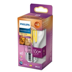 Philips Led-Pærer E27 Sokkel<Filament warmglow E27 LED 10,5W 60mm dimbar -
