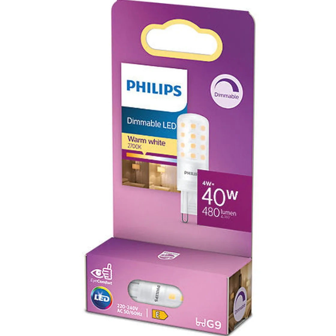 Philips Led-Pærer G9 Sokkel<G9 LED 2700K 4W - Dimbar