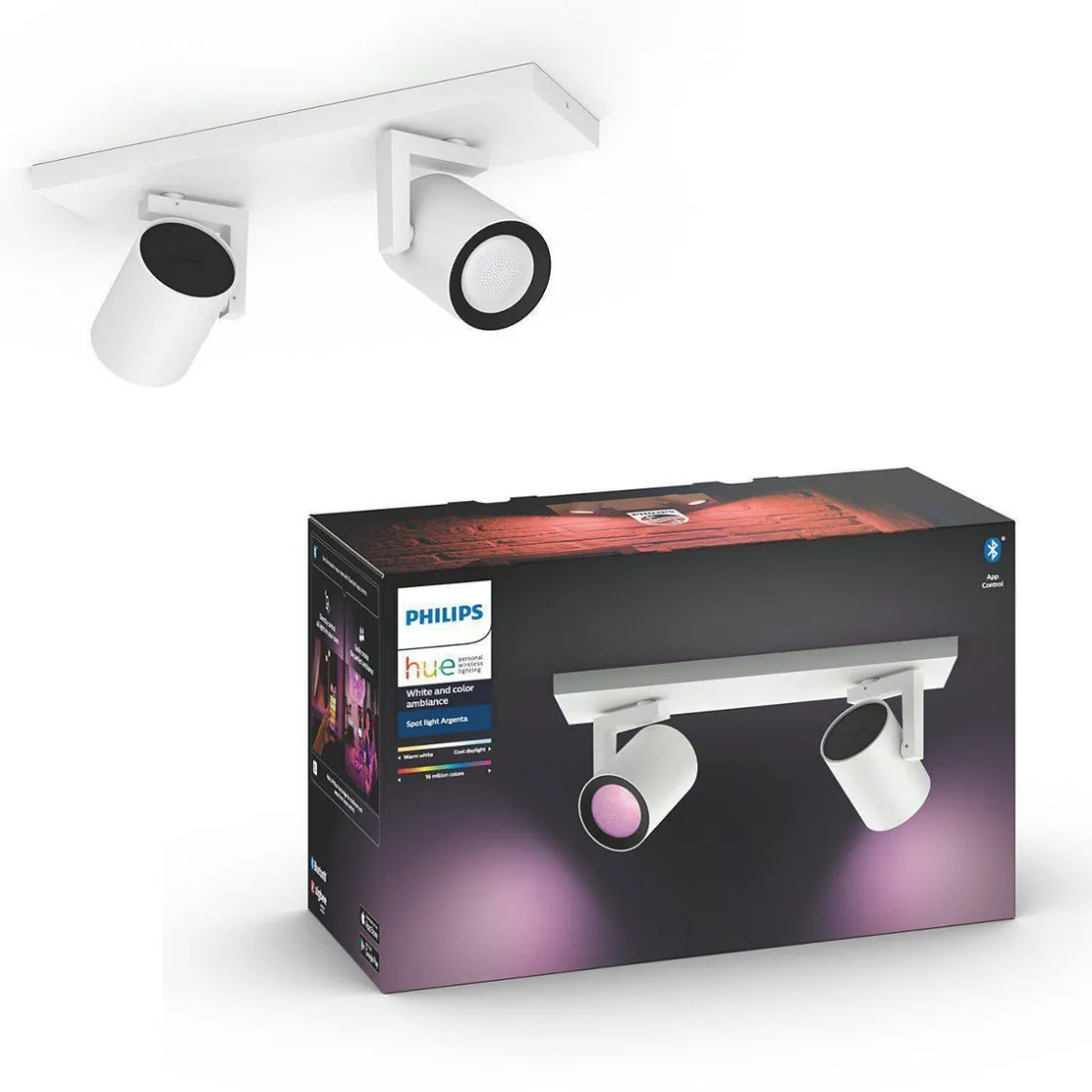 Philips Hue Kjøkkenbelysning Tak|Philips Hue<Argenta dobbel spotlight white and colore ambiance
