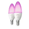 Philips Hue Led-Smartlyspærer|Led-Pærer E14 Sokkel<B39 E14 lyspære 4W 2200-6500K pluss farge - 2 pakning