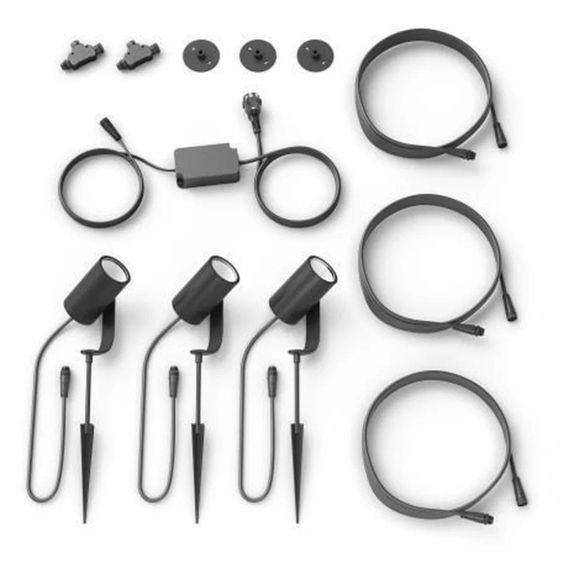 Philips Hue Spot På Spyd|Philips Hue<Outdoor Lily Spike 3x8W uplight basekit, antrasitt