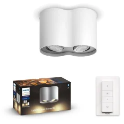 Philips Hue Kjøkkenbelysning Tak|Philips Hue<Pillar dobbel spot m/fjernkontroll White Ambiance
