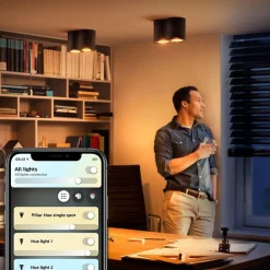 Philips Hue Kjøkkenbelysning Tak|Philips Hue<Pillar dobbel spot m/fjernkontroll White Ambiance