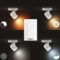 Philips Hue Kjøkkenbelysning Tak|Philips Hue<Runnner 1 spot m/fjernkontroll White Ambiance