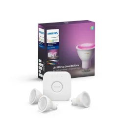 Philips Hue Led-Smartlyspærer|Led-Pærer Gu10 Sokkel<startsett 3 stk GU10 white and colore ambiance bluetooth inkludert bro