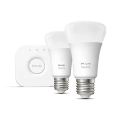 Philips Hue Led-Smartlyspærer|Led-Pærer Smart E27 Sokkel<startsett E27 2 lyspærer og bridge - White ambiance