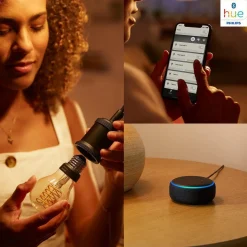 Philips Hue Led-Smartlyspærer|Led-Pærer Smart E27 Sokkel<White LED E27 Filament 7,2W, 2100K, dimbar, bluetooth