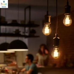 Philips Hue Led-Smartlyspærer|Led-Pærer Smart E27 Sokkel<White LED E27 Globe Filament 7,2W, 2100 K, dimbar, bluetooth
