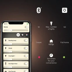 Philips Hue Led-Smartlyspærer|Led-Pærer Smart E27 Sokkel<White LED E27 Globe Filament 7,2W, 2100 K, dimbar, bluetooth
