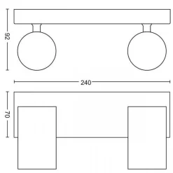 Philips Kjøkkenbelysning Tak|Spotter & Skinner<myLiving Kosipo dobbel takspot, matt