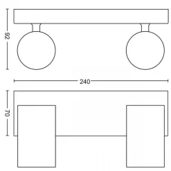 Philips Kjøkkenbelysning Tak|Spotter & Skinner<myLiving Kosipo dobbel takspot, matt