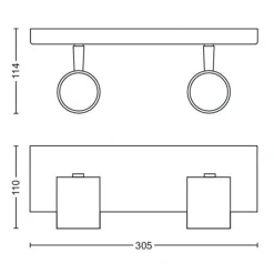 Philips Kjøkkenbelysning Tak|Spotter & Skinner<Runner taklampe 2 spot -