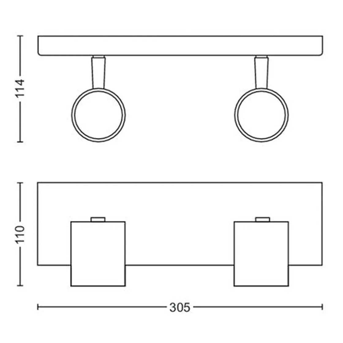 Philips Kjøkkenbelysning Tak|Spotter & Skinner<Runner taklampe 2 spot -