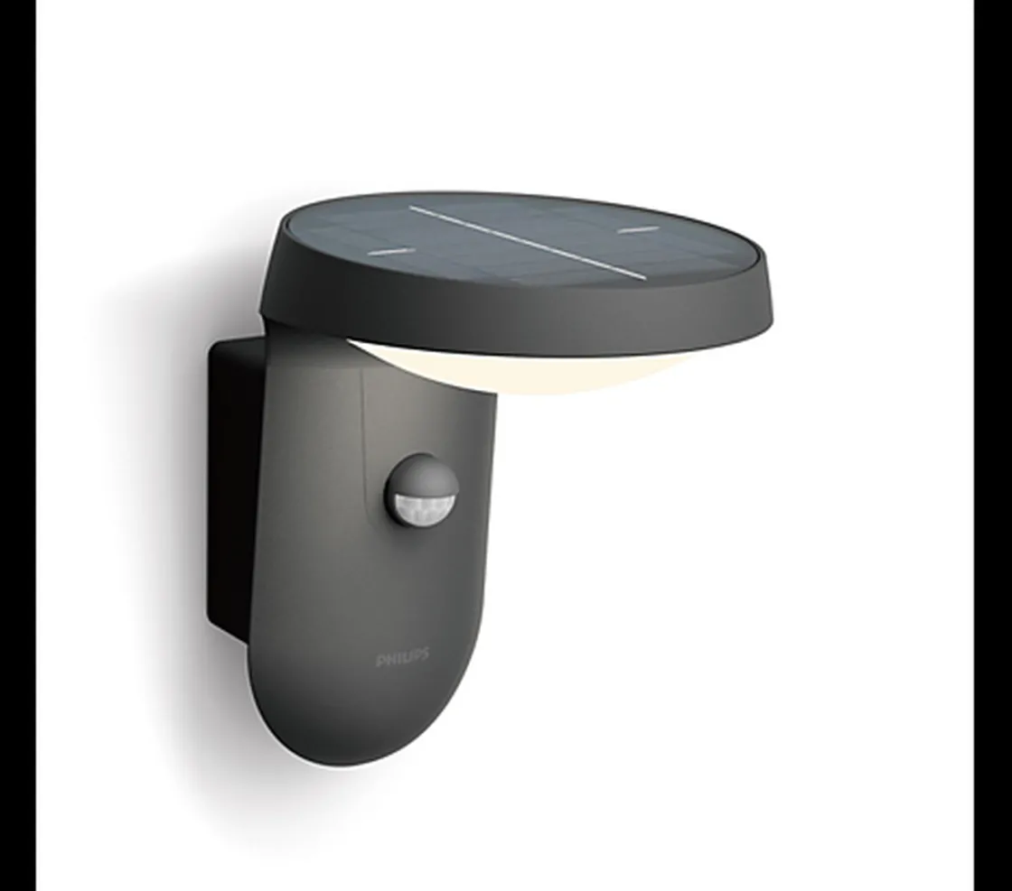 Philips Solcellebelysning|Utelamper - Klassiske Vegglamper<Tyla vegglampe 1,2W 3000 Kelvin IP44 solcelledrevet med dag/natt og bevegelses sensor