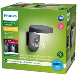Philips Solcellebelysning|Utelamper - Klassiske Vegglamper<Tyla vegglampe 1,2W 3000 Kelvin IP44 solcelledrevet med dag/natt og bevegelses sensor