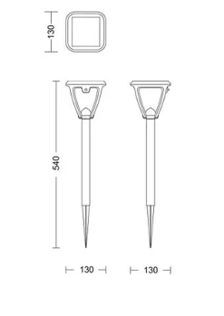 Philips Solcellebelysning|Pullert<Vapora hagelys 1,5W 2700 Kelvin IP44 solcelledrevet med dag/natt sensor - 54 cm