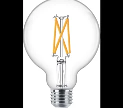 Philips Dekorpære E27|Led-Pærer E27 Sokkel<7W globe dimbar LED filament warmglow 95 mm (60W) RA90