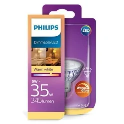 Philips Led-Pærer Gu5,3<5W (35W) WarmGlow, GU5,3, dimbar
