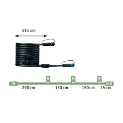 Paulmann Plug & Shine System<Plug & Shine 5 meter kabel med 4 utganger
