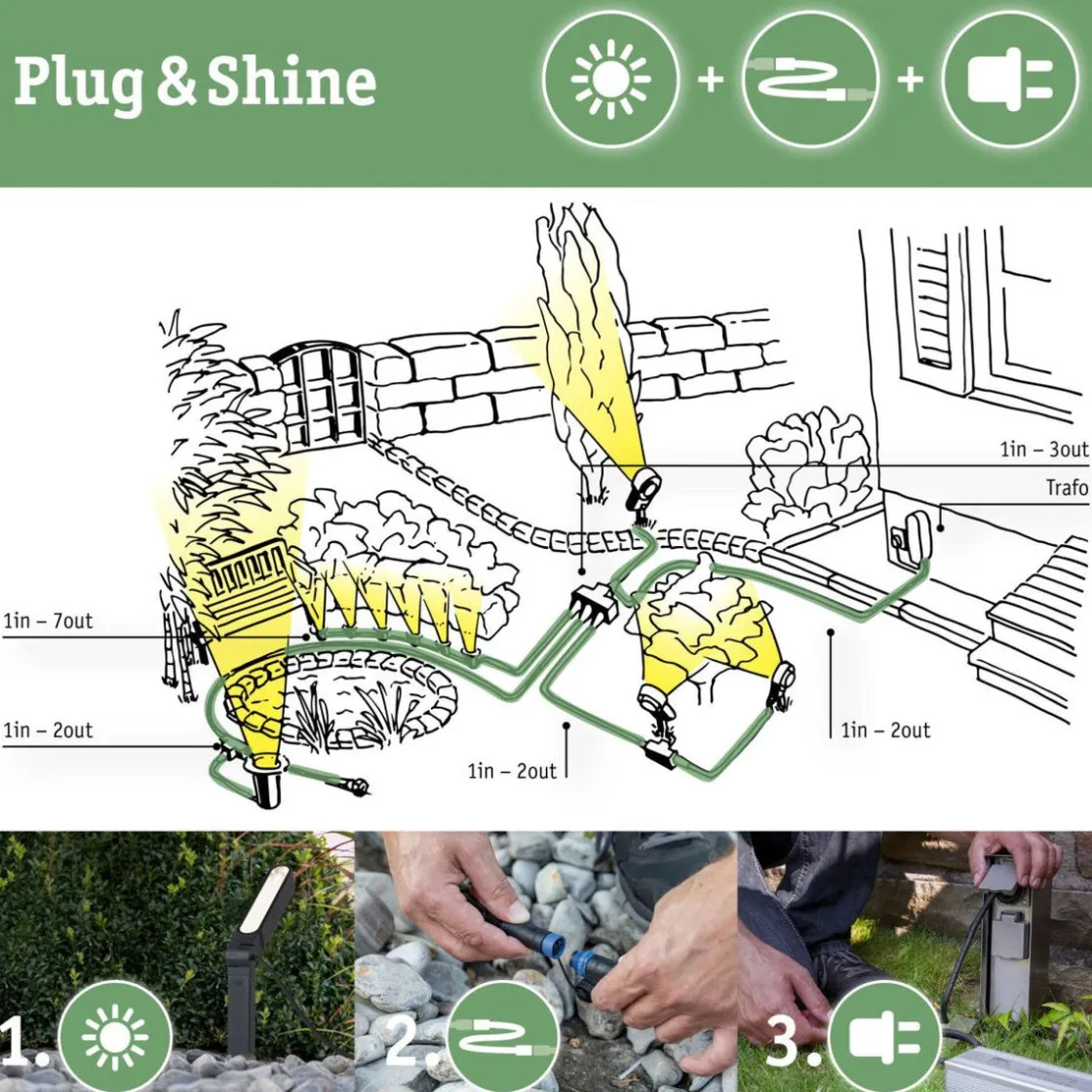 Paulmann Uplights|Plug & Shine System<Plug & Shine innfelt lysstang 8W 3000 Kelvin IP67