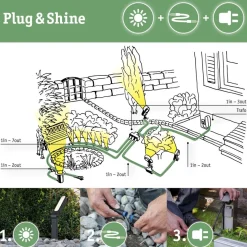 Paulmann Spot På Spyd|Plug & Shine System<Plug & Shine Platini spot med spyd 2W 3000 Kelvin IP65 - 3 pakning