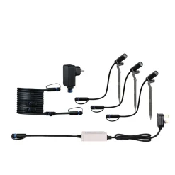 Paulmann Spot På Spyd|Plug & Shine System<Plug & Shine Platini spot med spyd 2W 3000 Kelvin IP65 - 3 pakning med strømforsyning