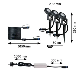 Paulmann Spot På Spyd|Plug & Shine System<Plug & Shine Sting spot med spyd 6,4W 3000 Kelvin IP67 - 3 pakning startsett