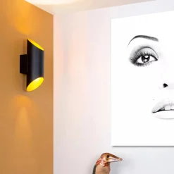 Lucide Vegglamper Med Opp/Ned Lys<Quirijn vegglampe opp/ned innendørs - Svart/Matt gullfarget