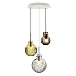 Hadeland Glassverk Kjøkkenbelysning Tak|Takpendler<Rav Krystallkuler 3 stk - Baldakin