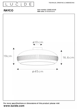 Lucide Barneromsbelysning|Kjøkkenbelysning Tak<Rayco taklampe 45 cm -