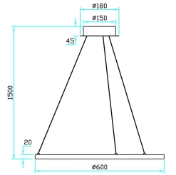 NorDesign Kjøkkenbelysning Tak|Takpendler<Ringo 60 cm takpendel 16W 2700 Kelvin RA90 dimbar -
