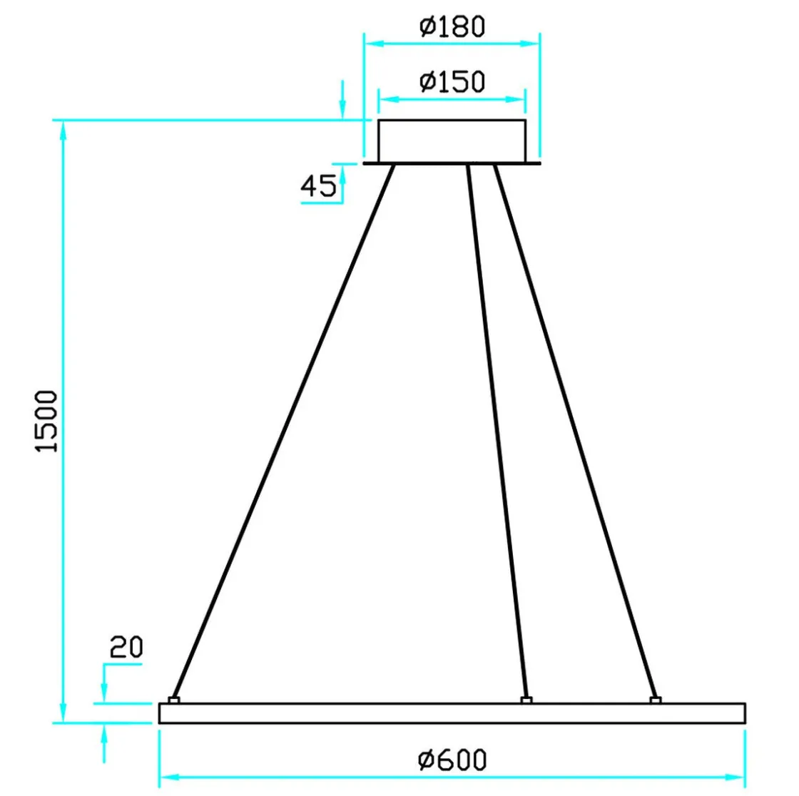 NorDesign Kjøkkenbelysning Tak|Takpendler<Ringo 60 cm takpendel 16W 2700 Kelvin RA90 dimbar -