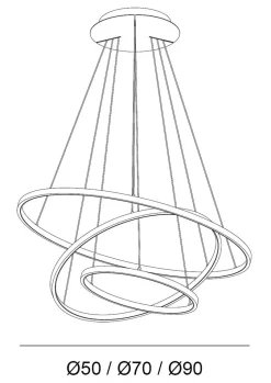 NorDesign Kjøkkenbelysning Tak|Takpendler<Ringo 50/70/90cm takpendel 65W LED dimbar 2700K -