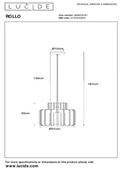 Lucide Kjøkkenbelysning Tak|Takpendler<Rollo takpendel 31 cm