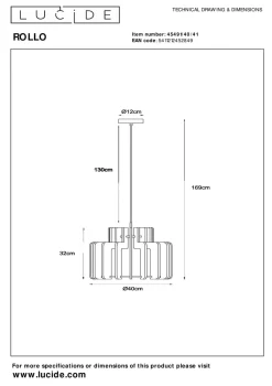 Lucide Kjøkkenbelysning Tak|Takpendler<Rollo takpendel 40 cm