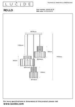 Lucide Kjøkkenbelysning Tak|Takpendler<Rollo takpendel 3-lys
