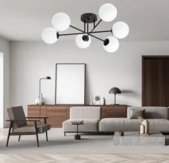 Emibig Kjøkkenbelysning Tak|Taklamper / Takplafonder<Roma taklampe 6-lys - Svart/Opal