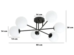 Emibig Kjøkkenbelysning Tak|Taklamper / Takplafonder<Roma taklampe 6-lys - Svart/Opal