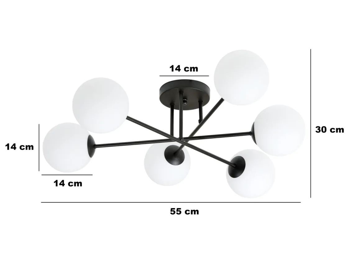 Emibig Kjøkkenbelysning Tak|Taklamper / Takplafonder<Roma taklampe 6-lys - Svart/Opal