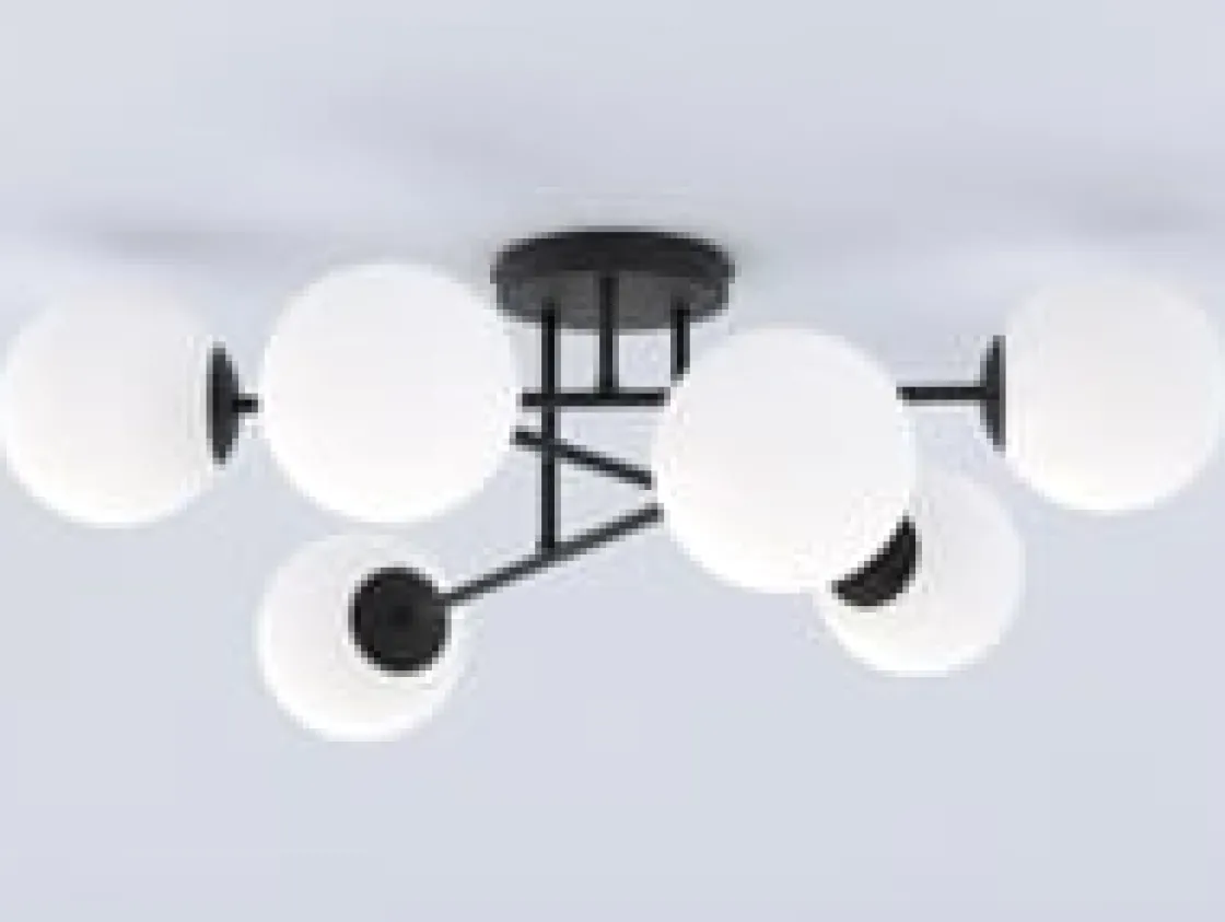 Emibig Kjøkkenbelysning Tak|Taklamper / Takplafonder<Roma taklampe 6-lys - Svart/Opal