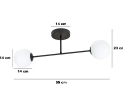 Emibig Kjøkkenbelysning Tak|Taklamper / Takplafonder<Roma taklampe 2-lys - Svart/Opal